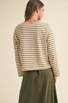 Striped Pattern Long Sleeve Top - White/Black