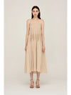 Boxy Smocked Cotton Dress - Sand