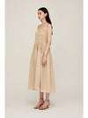 Boxy Smocked Cotton Dress - Sand
