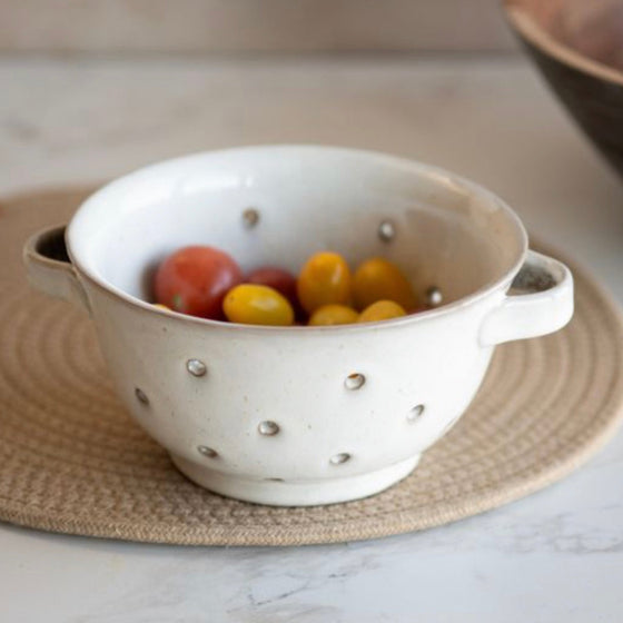 Cream Ceramic Colander 7"