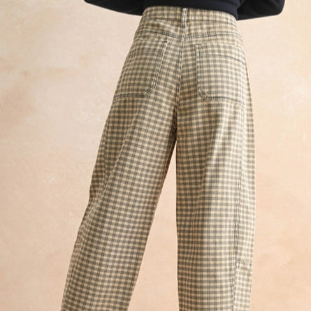 Mini Checker Barrel Pants