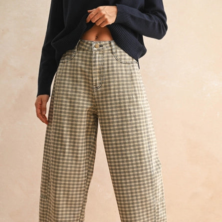 Mini Checker Barrel Pants