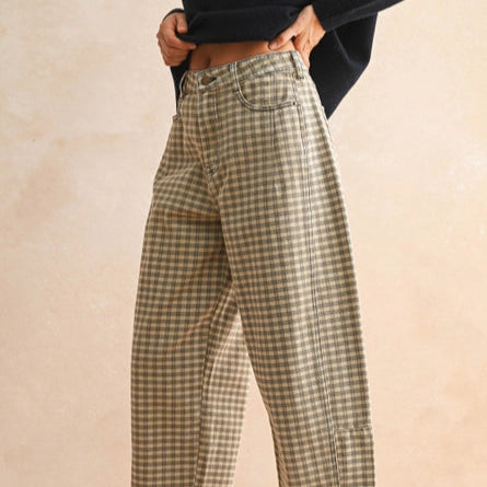 Mini Checker Barrel Pants