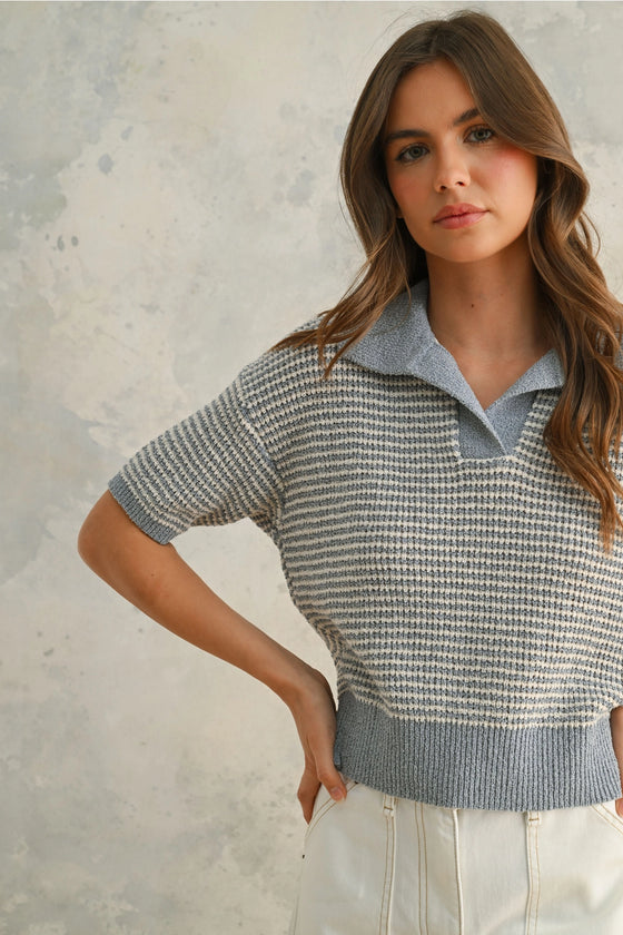 Collared Knitted Top