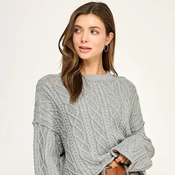Cropped Cable Knit Pullover