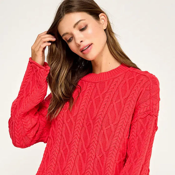 Cropped Cable Knit Pullover