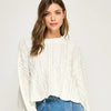 Cropped Cable Knit Pullover