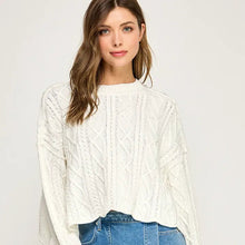  Cropped Cable Knit Pullover