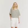 Loose Fit Cropped Striped Tee