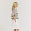 Loose Fit Cropped Striped Tee
