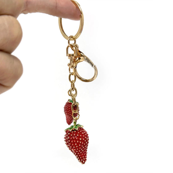 Double Strawberry Key Chain/ Bag Charm/ Zipper Pull