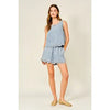 Embroidered Hem Flare Shorts