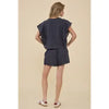 Eyelet Flutter Sleeve Top