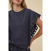 Eyelet Flutter Sleeve Top