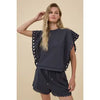 Eyelet Flutter Sleeve Top