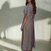Gingham Print Button Down Flare Maxi
