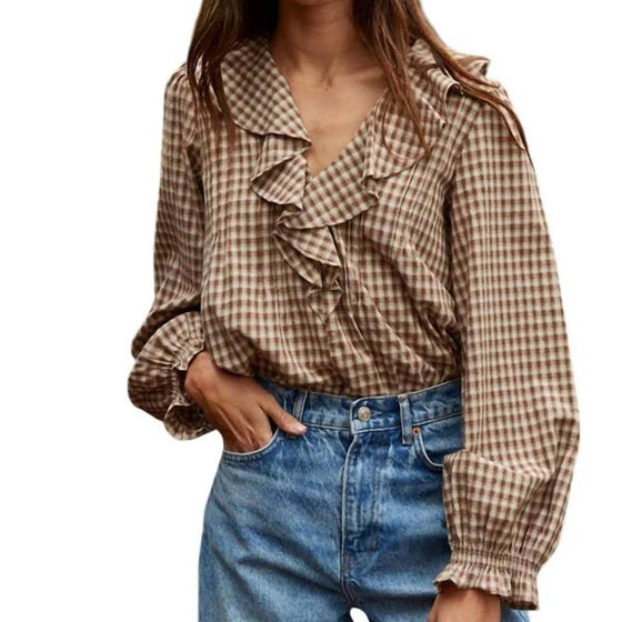 Gingham Ruffled Top