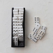  Handmade Alabaster Dominoes in Soapstone Box, Set of 29