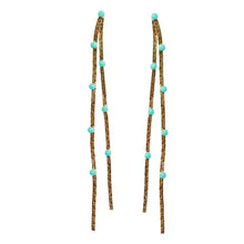  Turquoise Dotted Gold Duster Statement Earrings