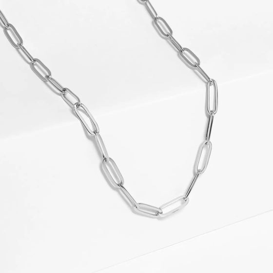 Silver paper clip link chain