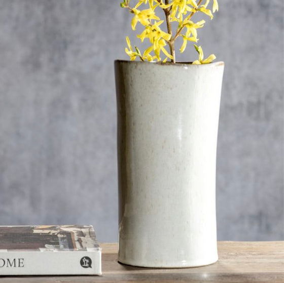Ceramic Vase- White 9.85"