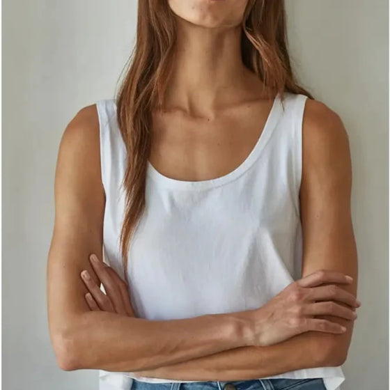 Cotton Scoop Neck Sleeveless Tank Top