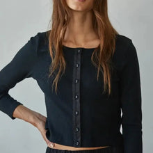  Ribbed 3/4 Sleeve Cardigan
