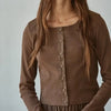 Ribbed 3/4 Sleeve Cardigan