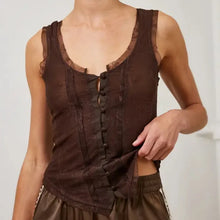  Mesh Lace Button Down Sleeveless Top