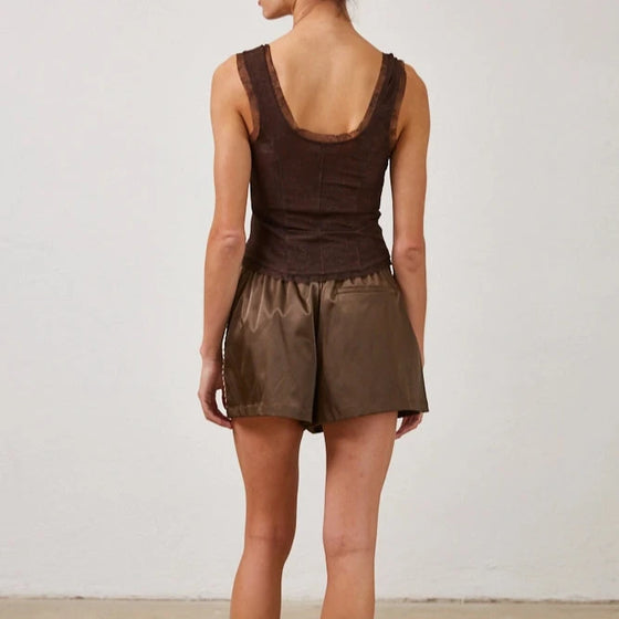 Mesh Lace Button Down Sleeveless Top