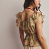 Floral Ruffle Neck Blouse