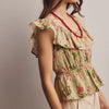 Floral Ruffle Neck Blouse