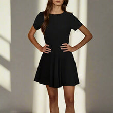  Short Sleeve Flare Mini Dress