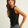 Side Button Ribbed Tank