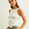 Side Button Ribbed Tank