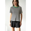 Soft Crew Neck Striped T-shirt - Black stripe