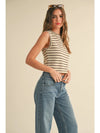 Striped Knit Sleeveless Top Beige/Brown