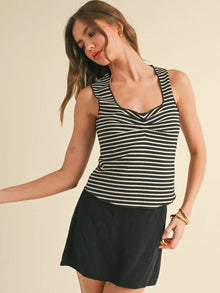  Striped Knitted Top with Merrow End