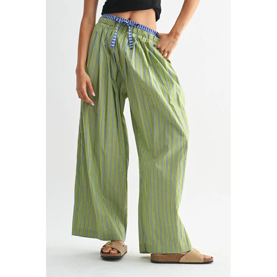 Striped Wide-Leg Trousers