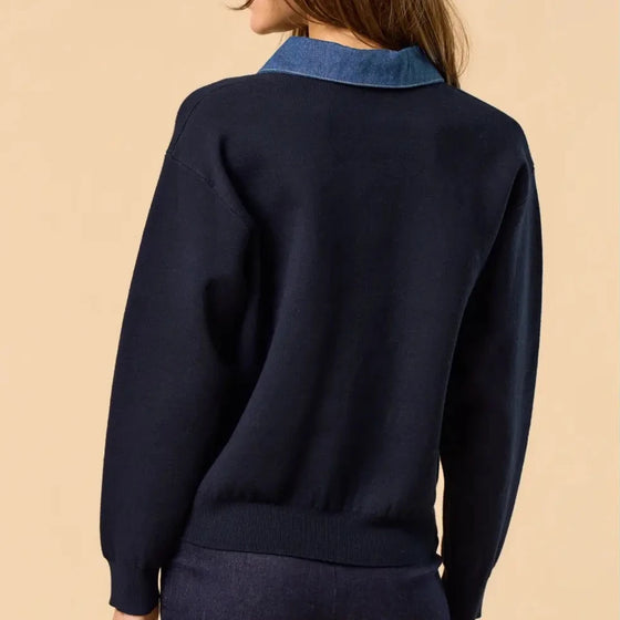 Denim Collared Sweater