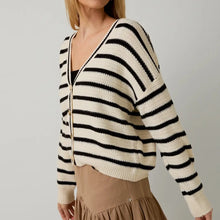  V-Neck Striped Cardigan