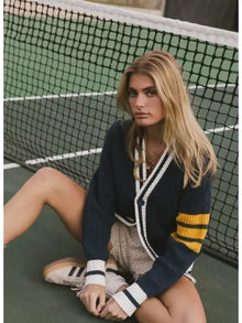  Varsity Cotton Blend Oversized Cardigan