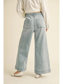  Washed Denim with Tie Front Pants