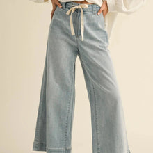 Washed Denim with Tie Front Pants