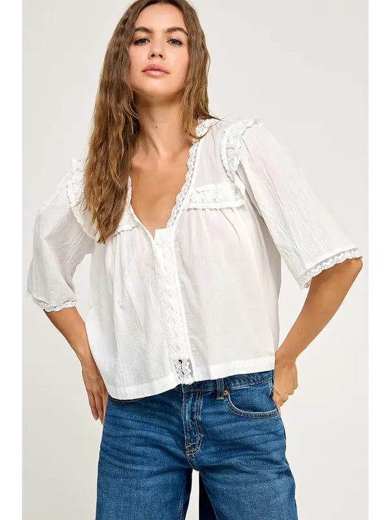 Vneck Embroidered Top