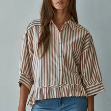  Woven Cotton Striped Button Down