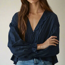  Woven Lyocell Cotton Eyelet Collar Blouse Top
