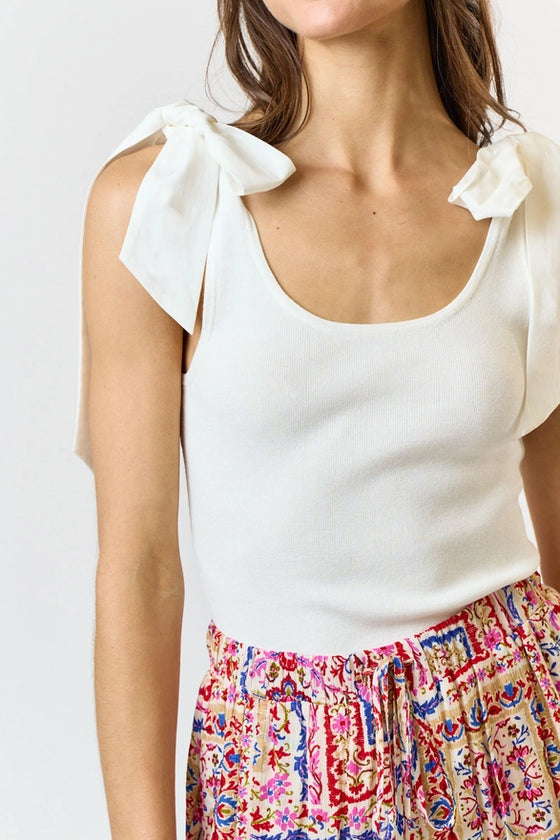 Shoulder Ribbon Tie Tank Top