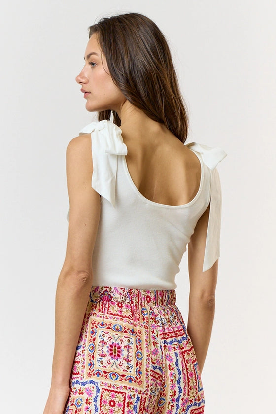 Shoulder Ribbon Tie Tank Top