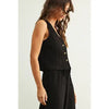 Crinkled Front Button Top